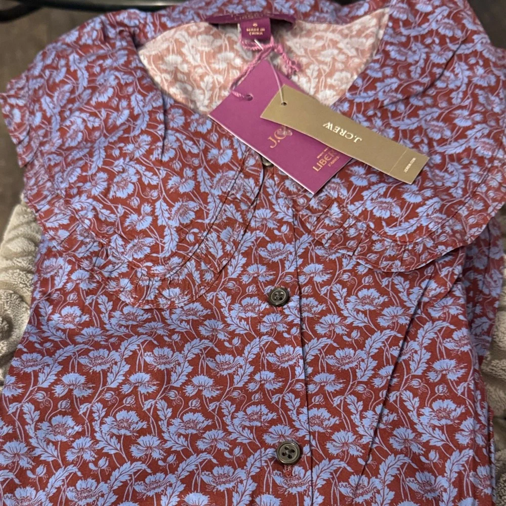 J. Crew Purple Floral Button-Down Blouse